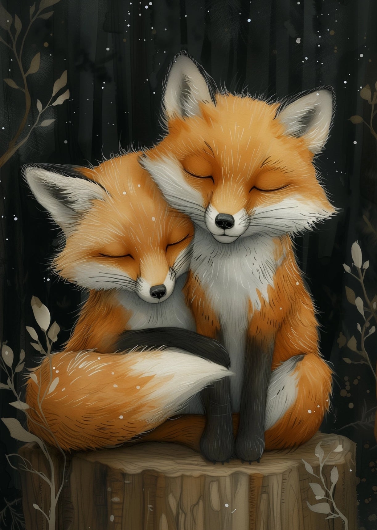 Fripperies - Fox - Cuddle Time - Foxes - Postcard