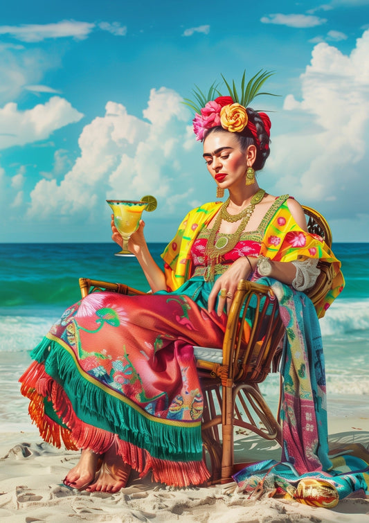 Fripperies - Frida Kahlo - Vacation - At Sea - Beach - Cocktail - Postcard