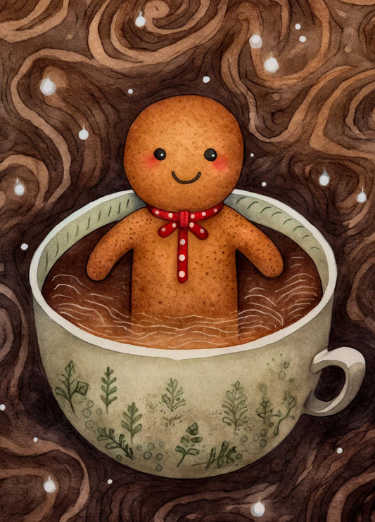 Fripperies - Gingerbread - Hot Cocoa - Gingerbread Man - Postcard