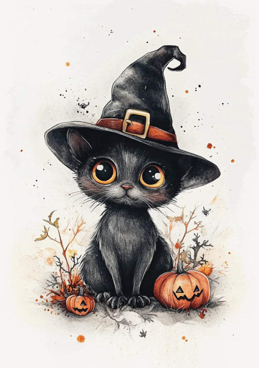 Halloween Postcard - Black Cat Postcard - Fripperies Postcard - Postcrossing Postcard