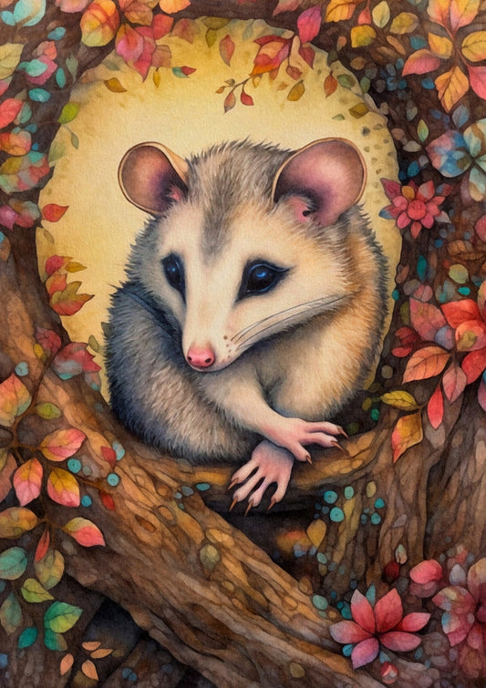 Opossum Postcard - Fripperies Postcard - Fall - Autumn - Postcrossing Postcard