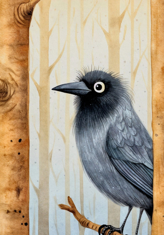 Fripperies - Raven - Peekaboo - Postcard