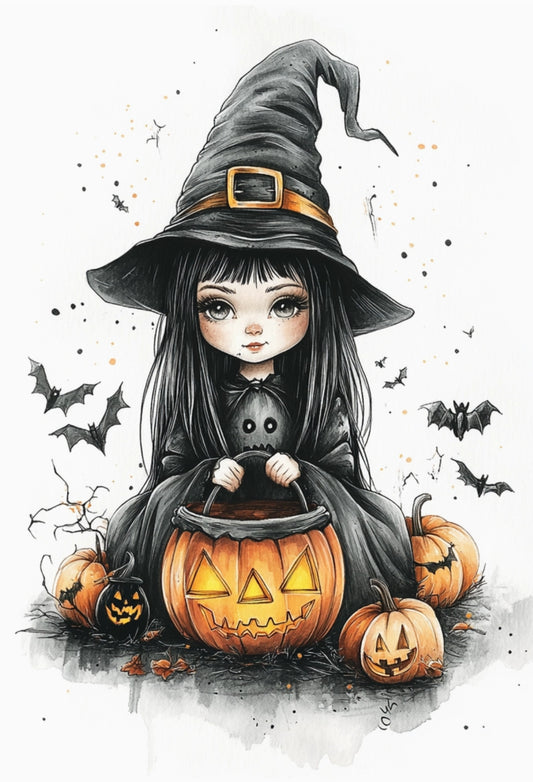 Halloween Postcard - Fripperies - Witch Postcard - Postcrossing Postcard
