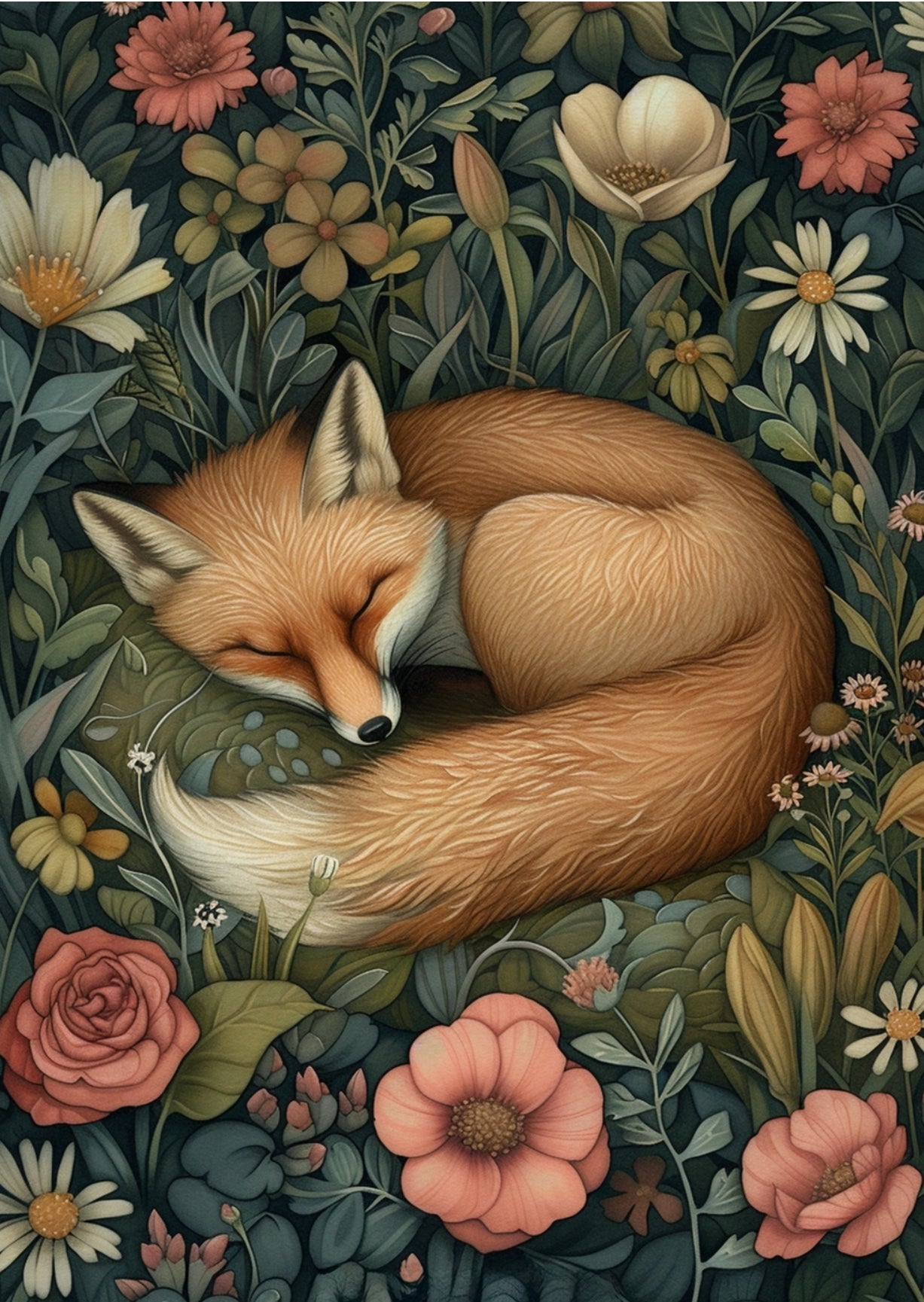 Fripperies - Fox - Sweet Dreams - Flowers - Postcard