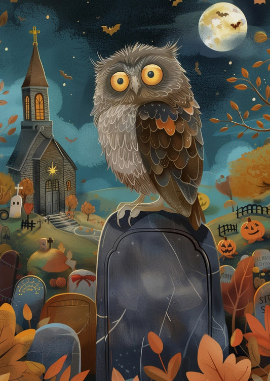 Halloween Postcard - Fripperies Postcard - Owl Postcard - Postcrossing Postcard