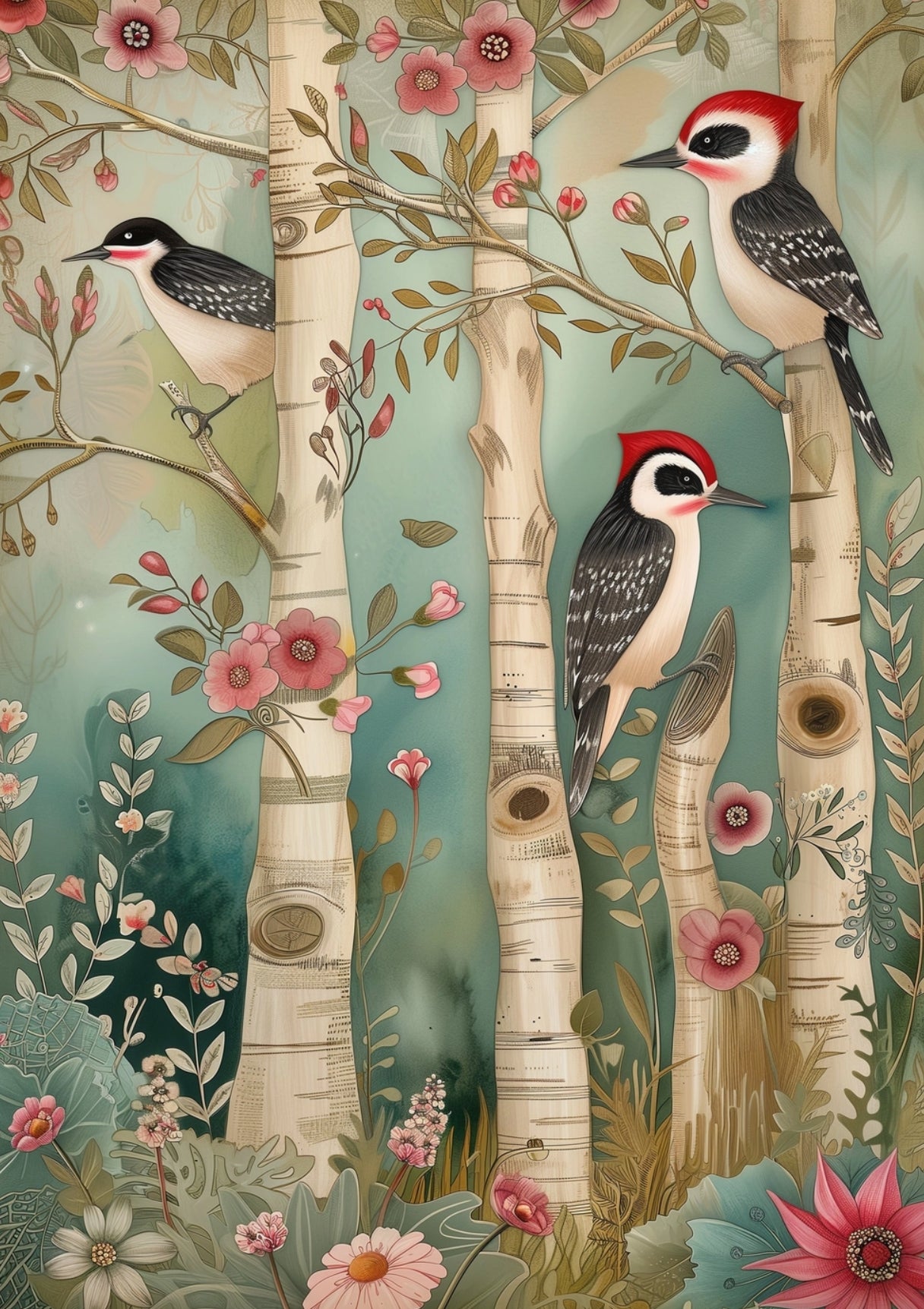 Fripperies - Woodland Spring Animals - Birds - Postcard
