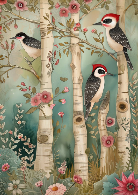 Fripperies - Woodland Spring Animals - Birds - Postcard