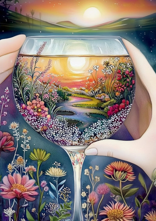 Fripperies - World in Cup - Sips of Imagination - Wine Glass - Postcard