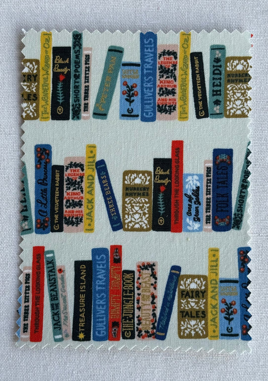 Classic Books Fabric Postcard