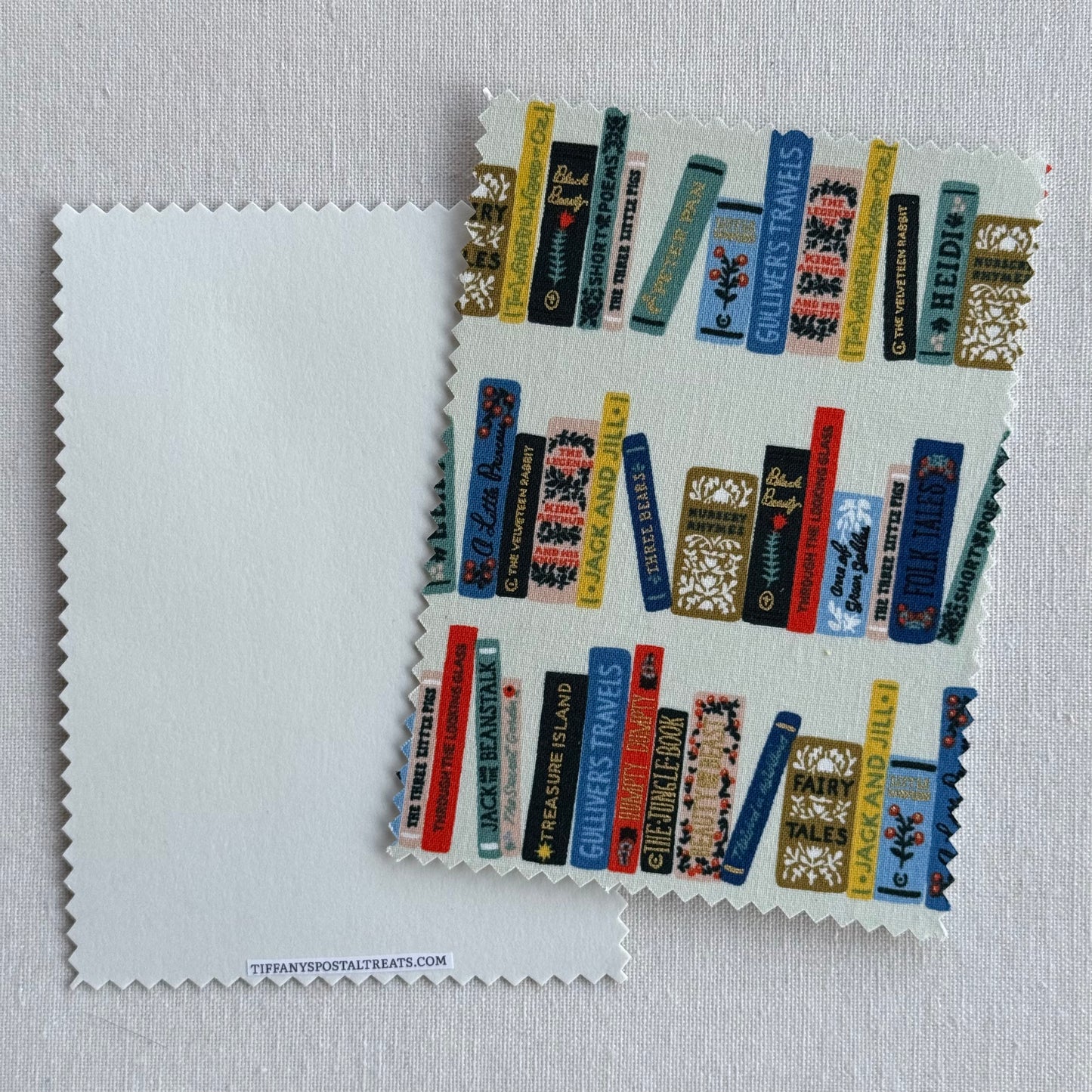 Classic Books Fabric Postcard