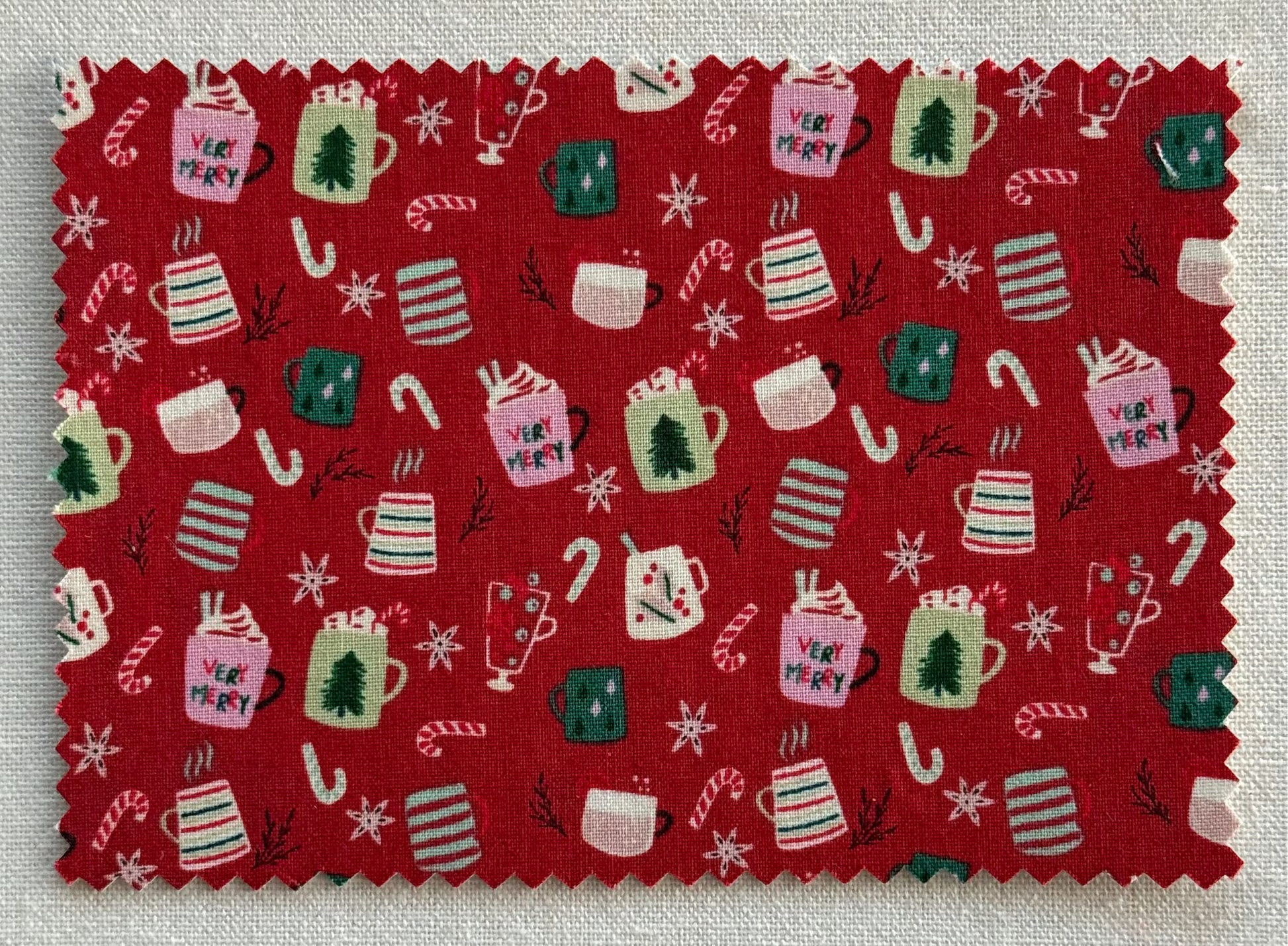 Festive Holiday Mugs - Hot Chocolate - Fabric Postcard