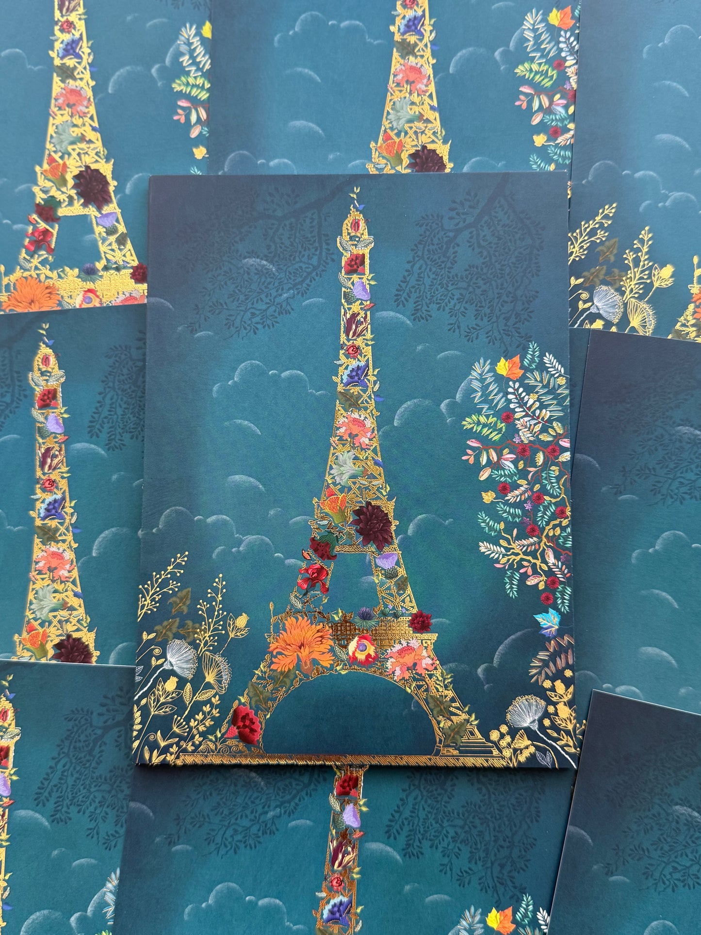 Eiffel Tower Postcard with gold foil details