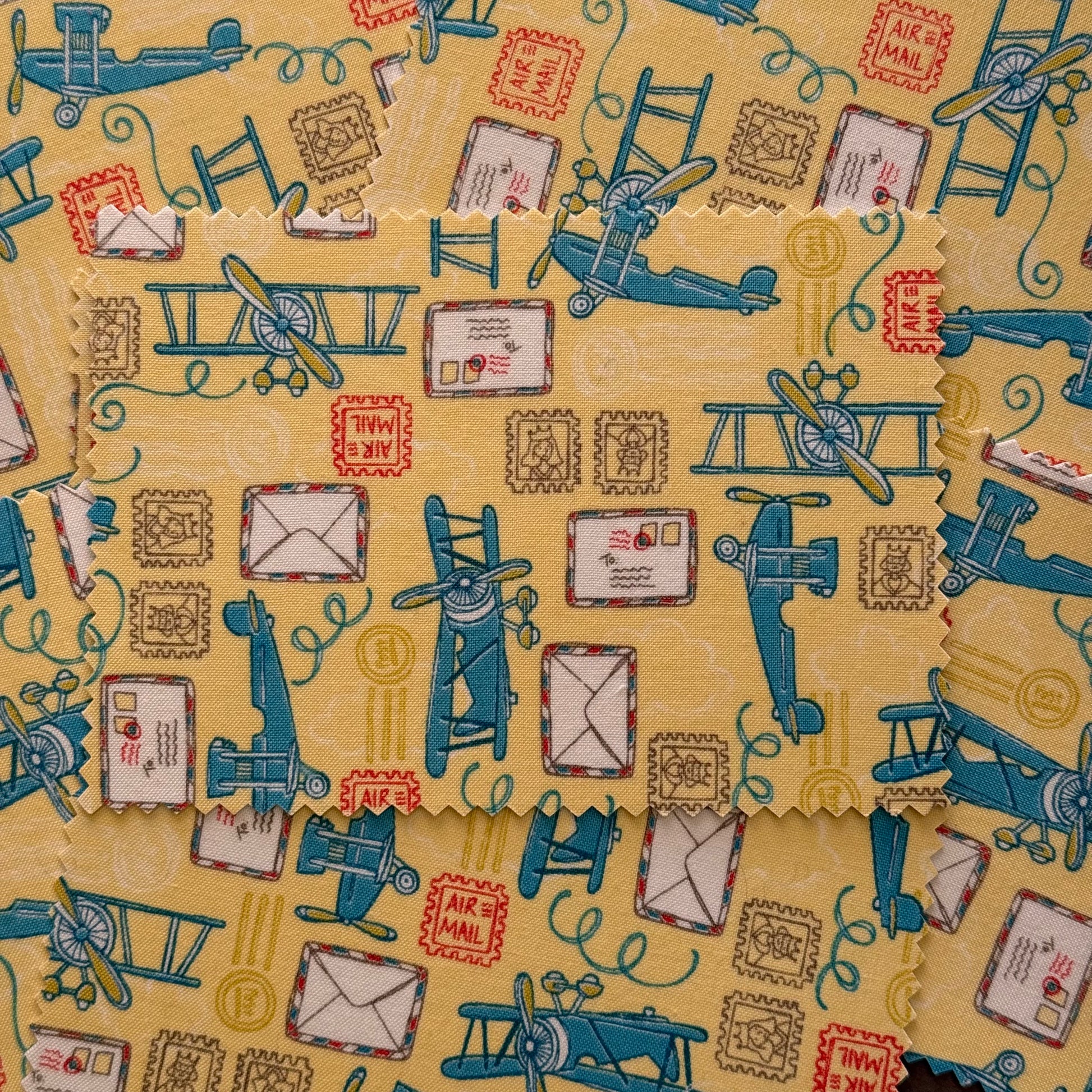 Air Mail Fabric Postcard