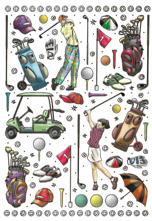 Golfing Postcard by Quire with foil details - Golf