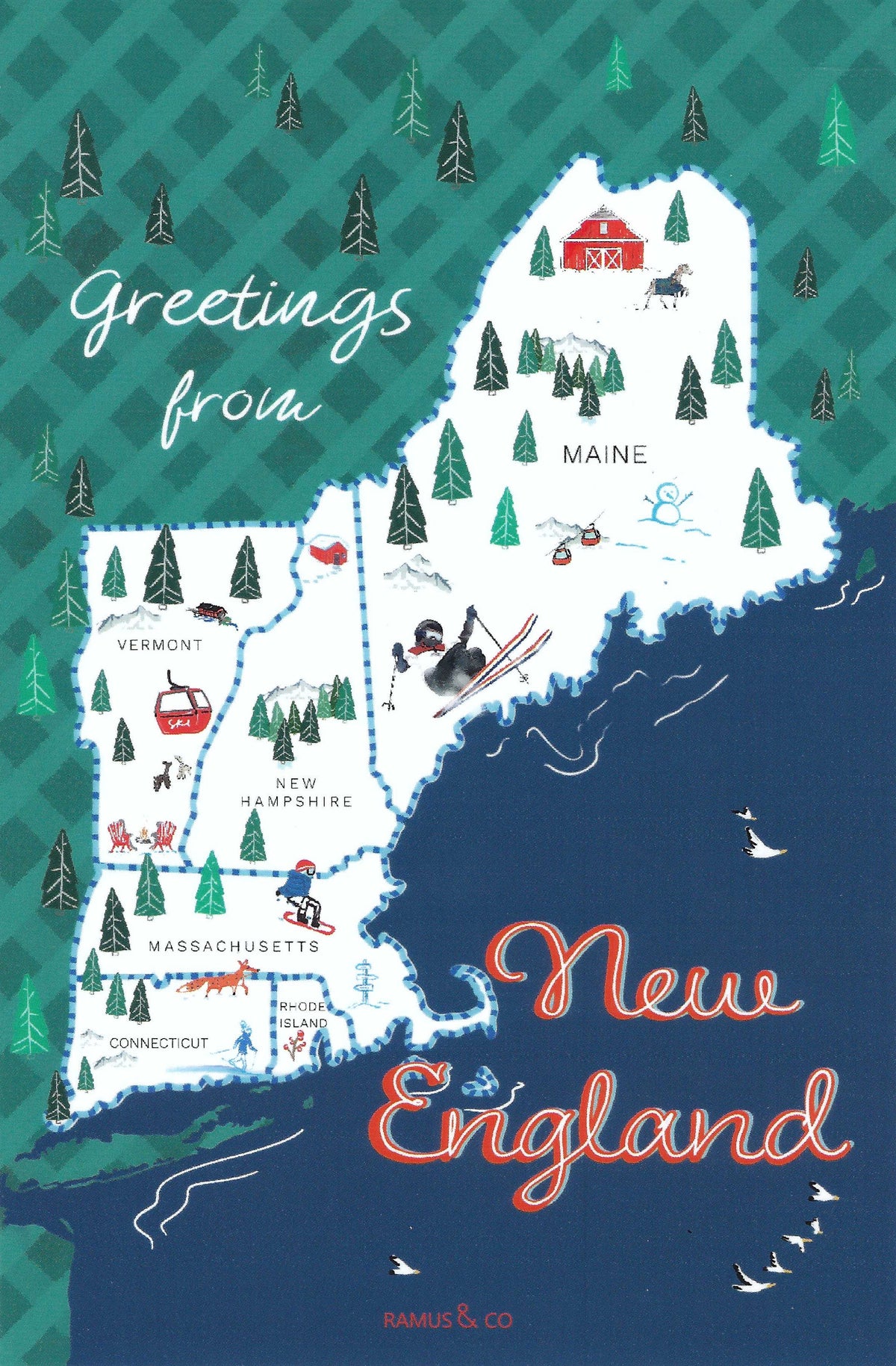 Greetings From New England Postcard by Ramus & Company