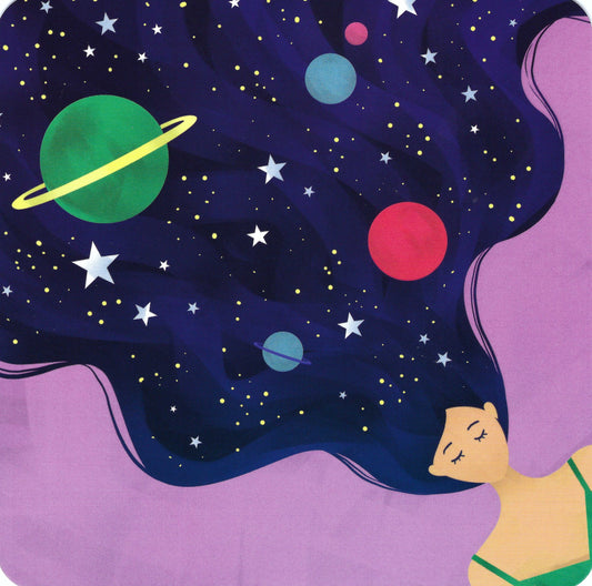 Postcard - Space - Planets - Girl -Group Editor - Dans Les Nuages