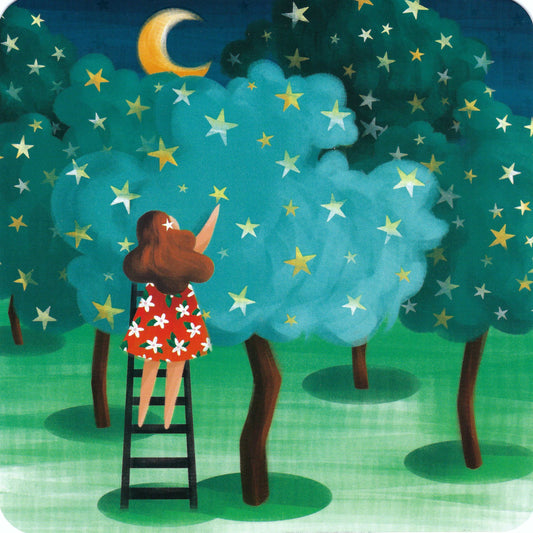 Group Editor - Woman - Stars - Trees - Moon - Postcard