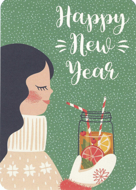 Gutrath Verlag - Happy New Year - Girl with Mittens - Sweater - Postcard