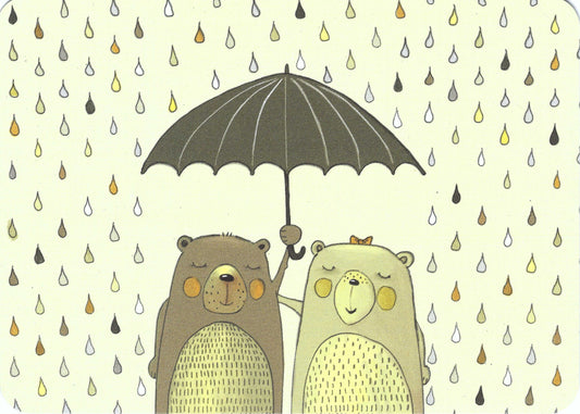 Bears Postcard - Friends  - Umbrella - Rain by Gutrath Verlag