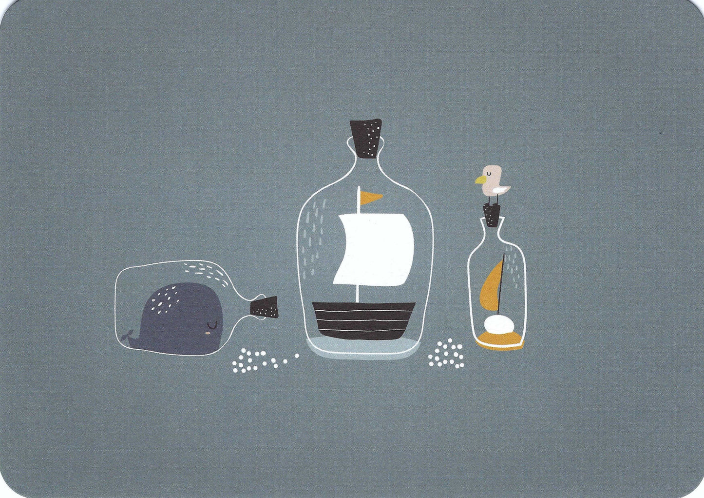 Message in a Bottle Postcard - Whale - Sailboat by Gutrath Verlag