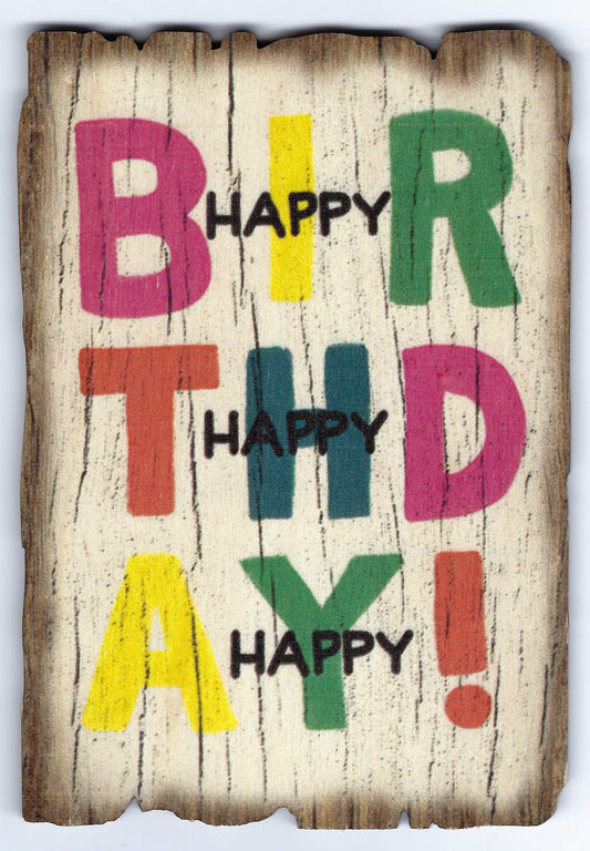 Happy Birthday Wood Postcard by DaydreamHQ
