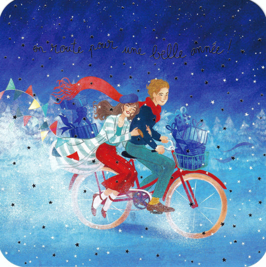 Happy New Year Postcard by Correspondances with silver foil details