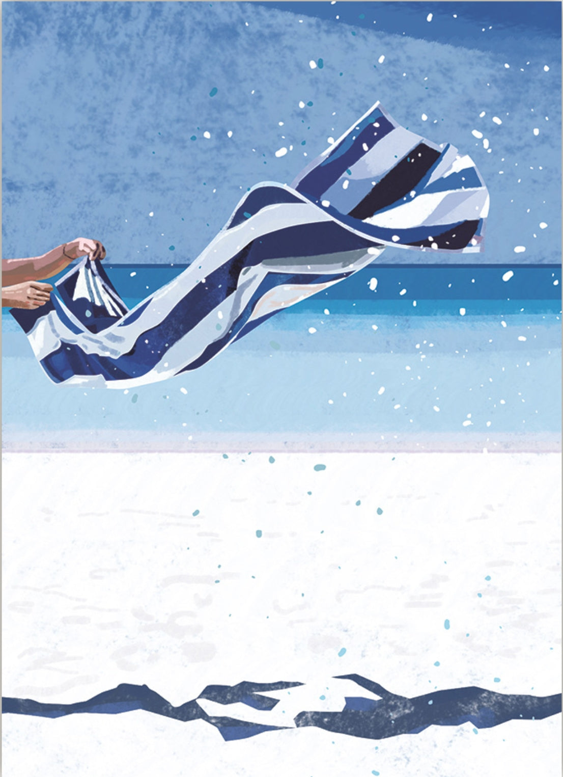 Hello Kaczi - Blue and White Striped Beach Towel - Ocean - Postcard