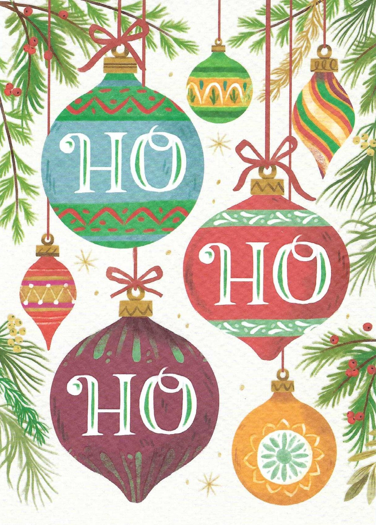 Christmas Ornaments Postcard with varnish details