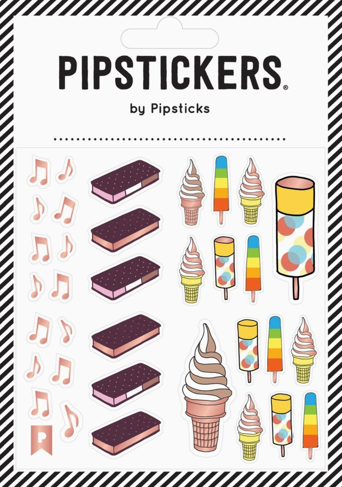 I Scream for Ice Cream Pipsticks Sticker Sheet featuring ice cream and popsicle designs.