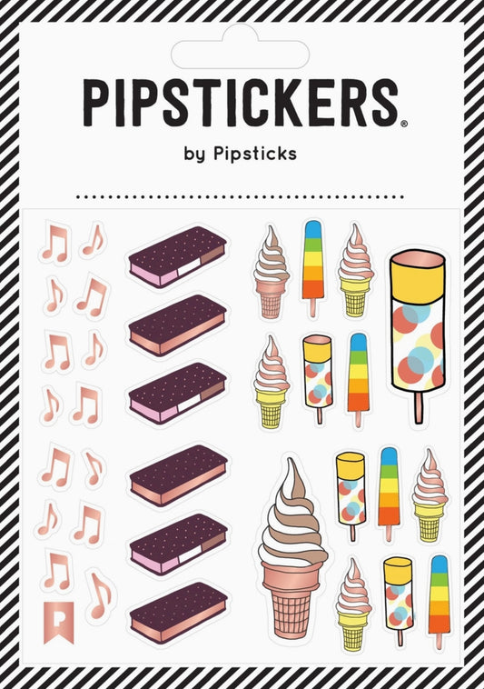 I Scream for Ice Cream Pipsticks Sticker Sheet featuring ice cream and popsicle designs.
