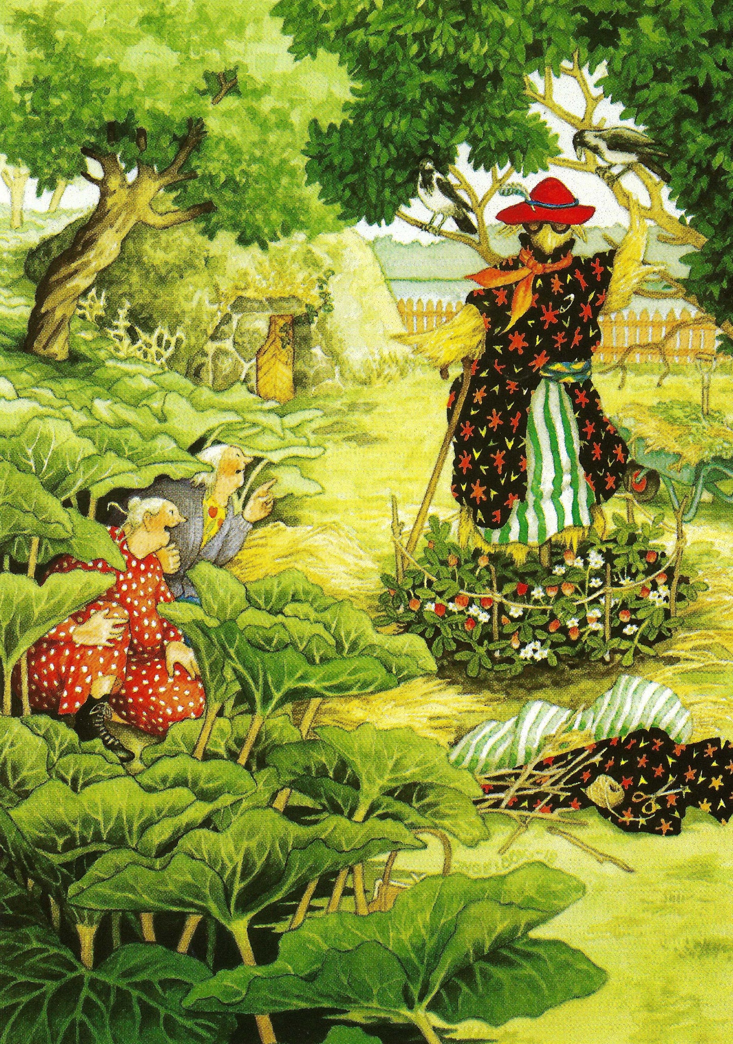 Inge Löök - Aunties - Friends - Old Ladies - Making a Scarecrow - Postcard