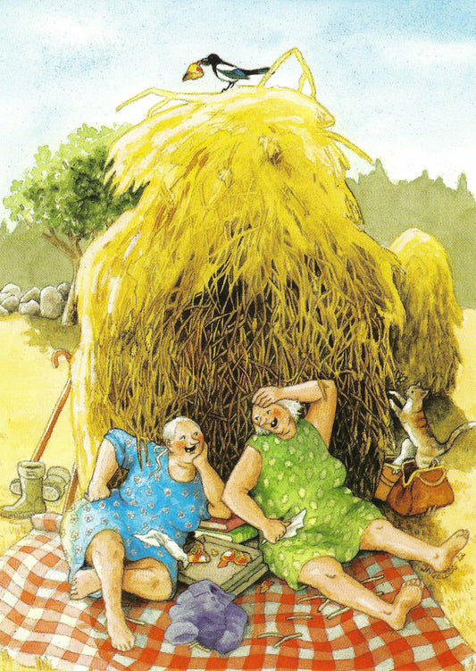 Inge Löök - Aunties - Friends - Old Ladies - Women - Hay - Picnic - Postcard