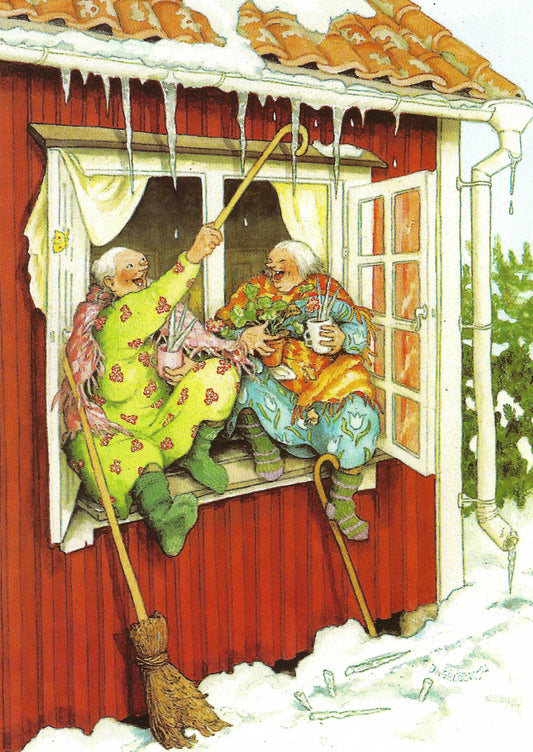 Inge Löök - Aunties - Friends - Old Ladies - Women Catching Icicles - Postcard