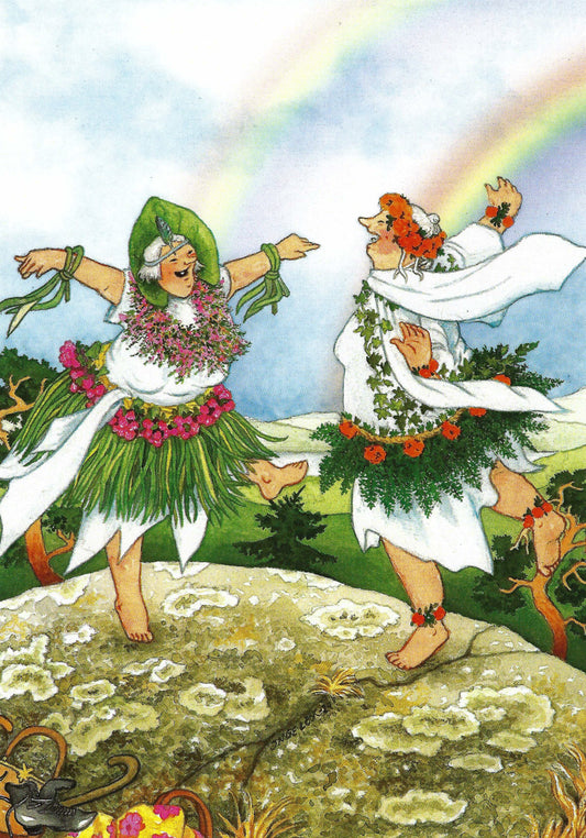 Inge Löök - Aunties - Friends - Old Ladies - Women Dancing Under the Rainbow - Postcard