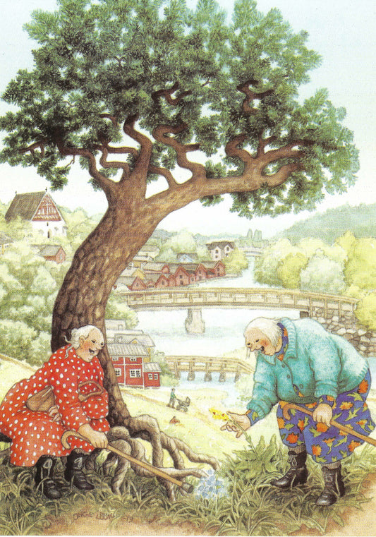 Inge Löök - Aunties - Friends - Old Ladies - Women Find Spring Flowers - Postcard
