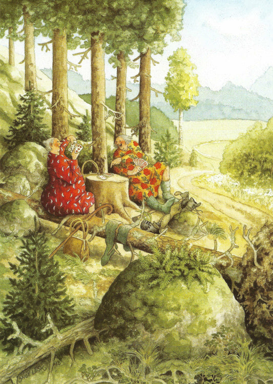 Inge Löök - Aunties - Friends - Old Ladies - Women Playing Cards in the Woods - Postcard