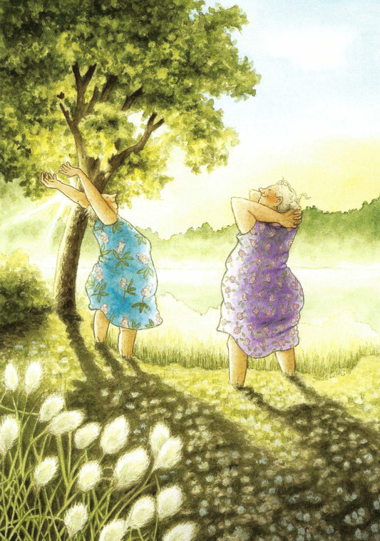 Inge Löök - Aunties - Friends - Old Ladies - Women Welcome the Sun - Postcard