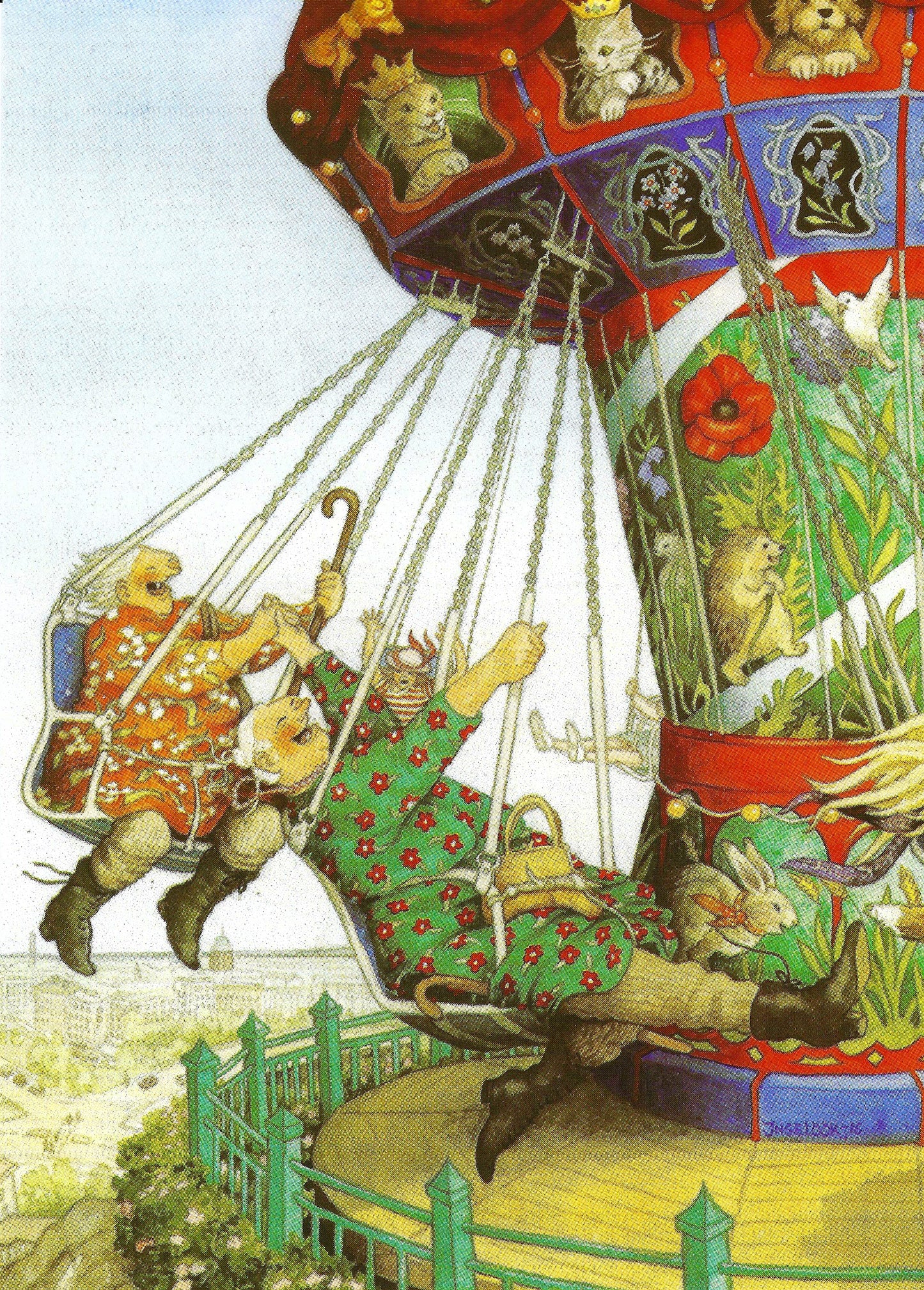 Inge Löök - Aunties - Friends - Grannies - Women Ride the Swings - Postcard
