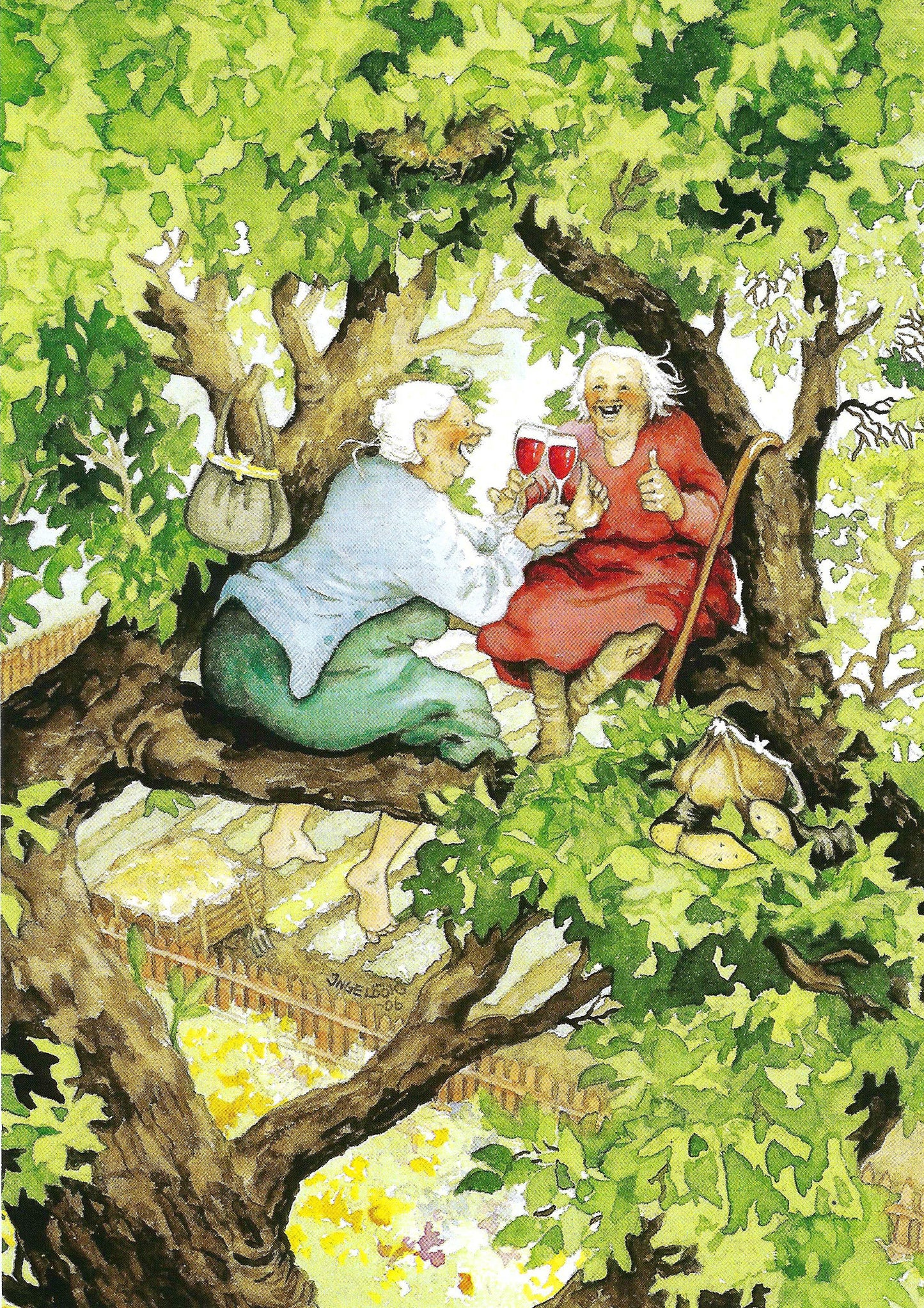 Inge Löök - Women on Tree - Postcard