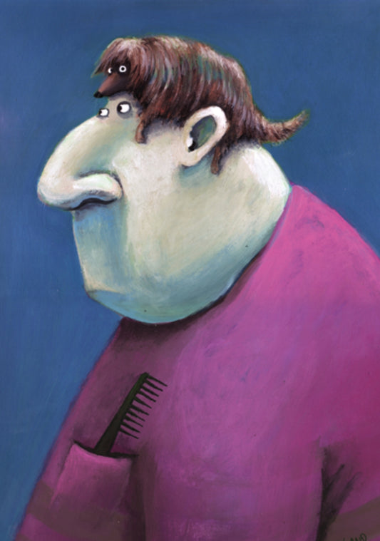 Inkognito - Haridresser - Man - Dog - Toupee - Postcard