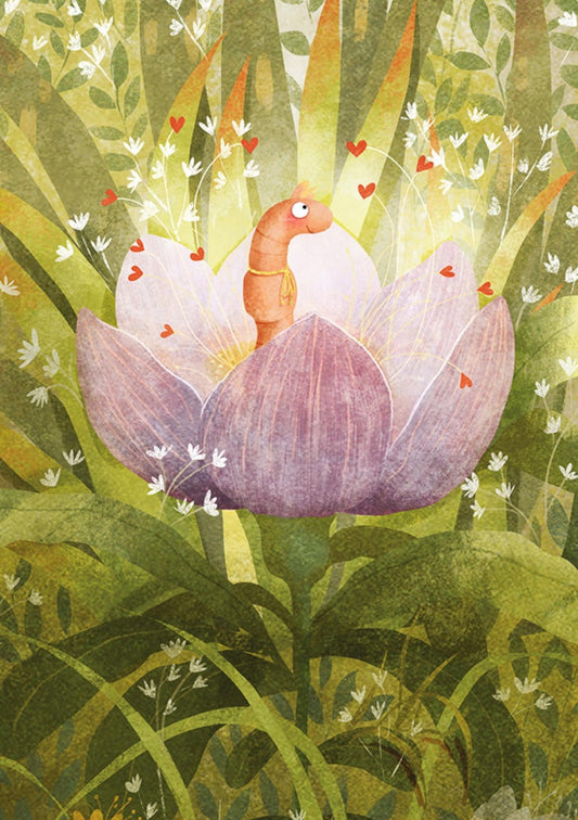 Inkognito - Flower - Worm - Hearts - Love - Postcard