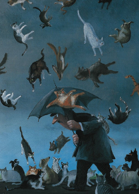 Inkognito Postcard - Raining Cats and Dogs