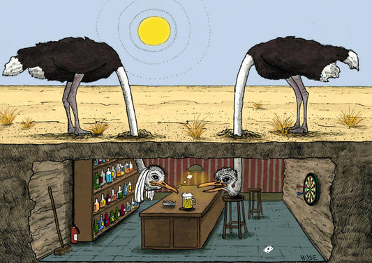 Inkognito Postcard - Birds of Paradise - Ostrich - Happy Hour