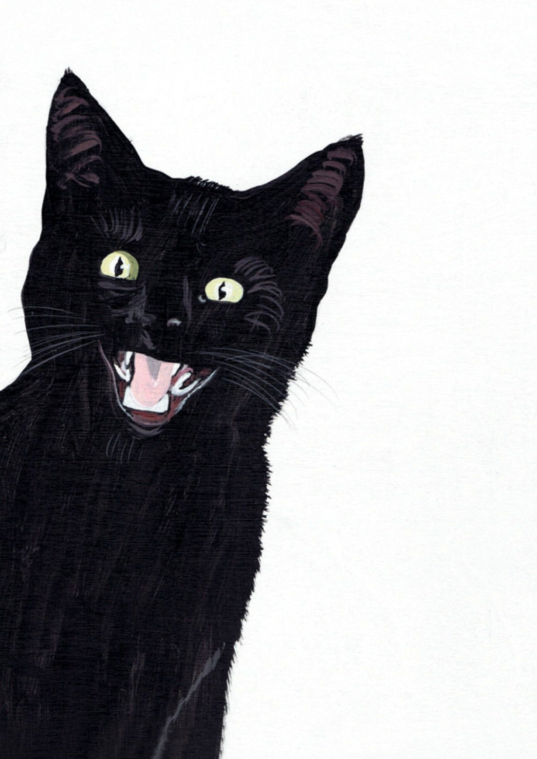 Inkognito postcard featuring quirky black cat illustration by Javier Mayoral – perfect for Halloween snail mail, Postcrossing, and cat lovers