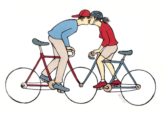 Inkognito - Kiss - Love - Cyclist's Kiss - Bicycle - Postcard