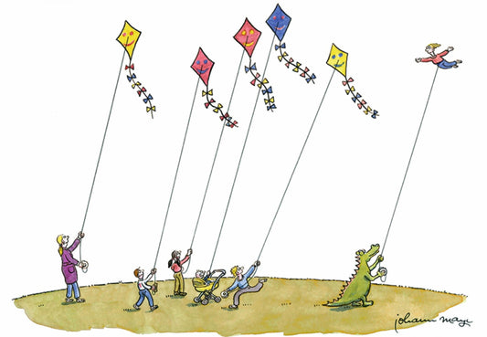 Inkognito Postcard - Kite Flying - Dinosaur