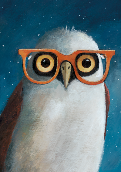 Inkognito Postcard - Owl - Glasses