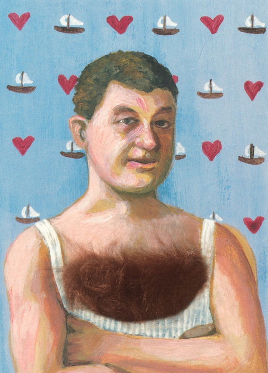 Inkognito - Man - Hairy Chest - Funny - Plush - Postcard