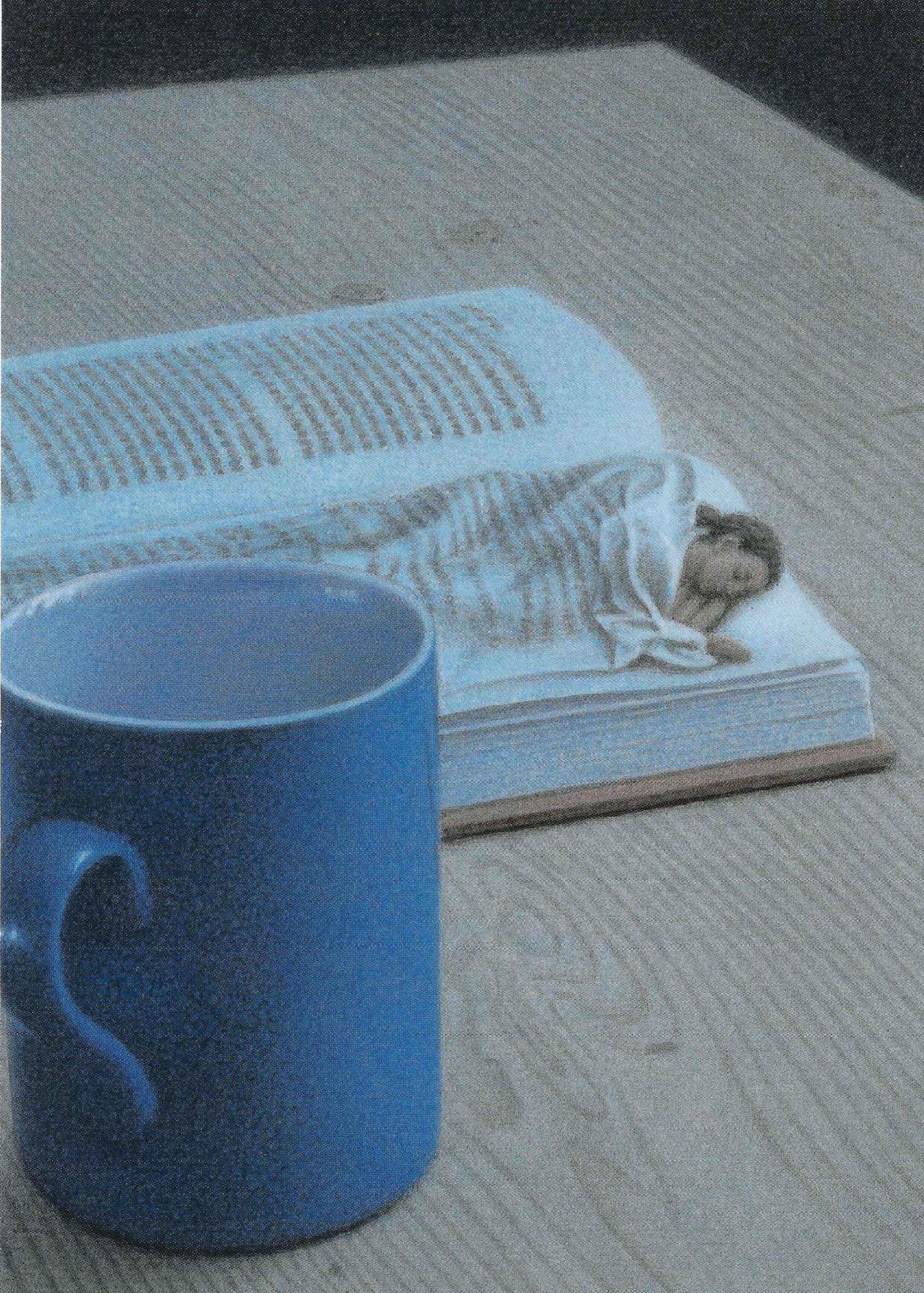 Inkognito postcard by Quint Buchholz featuring a cozy nighttime scene with a book and mug—dreamy illustration perfect for book lovers, readers, and Postcrossing
