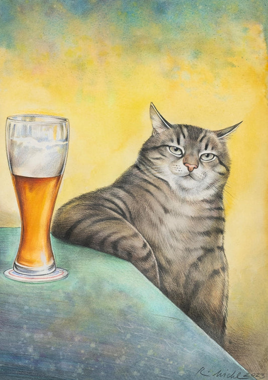 Inkognito Postcard - Cat - Beer - Wheat Beer Hangover